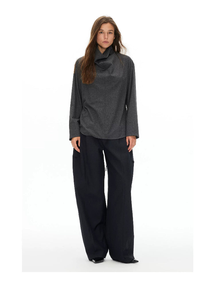 D.PERCENT Draped High-Neck Long-Sleeve Top - view 12