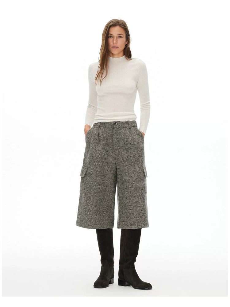 D.PERCENT Wool-Blend Tweed Wide-Leg Culottes - view 2