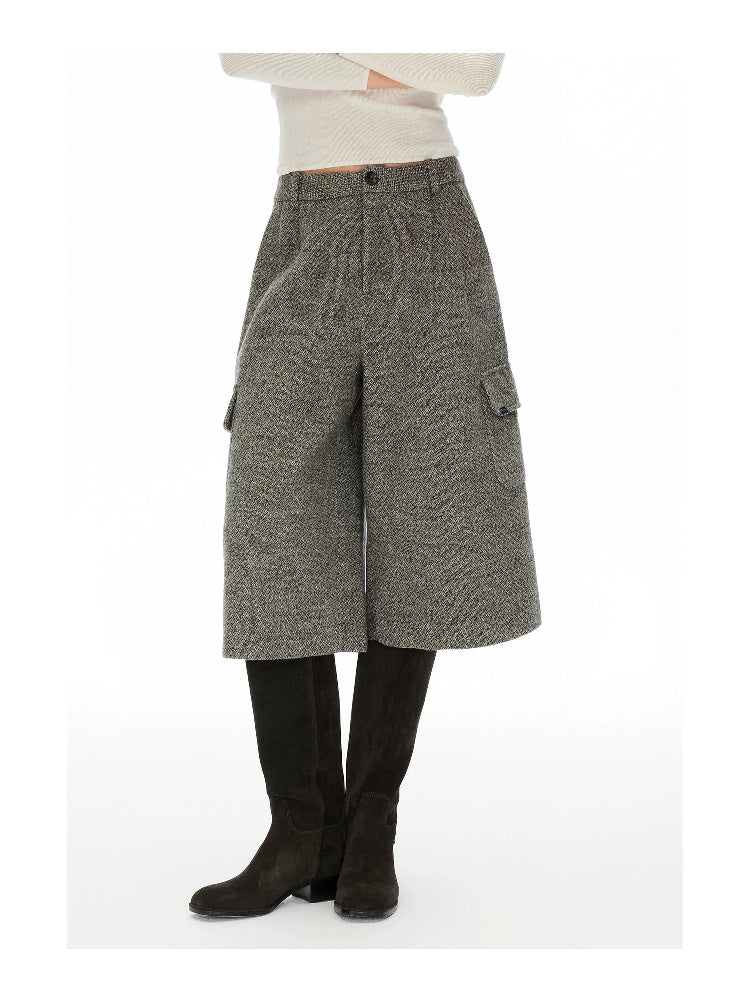 D.PERCENT Wool-Blend Tweed Wide-Leg Culottes - view 5