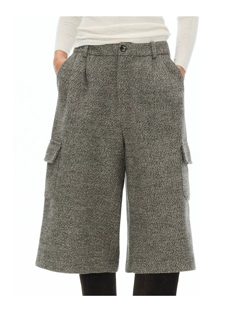 D.PERCENT Wool-Blend Tweed Wide-Leg Culottes - view 6