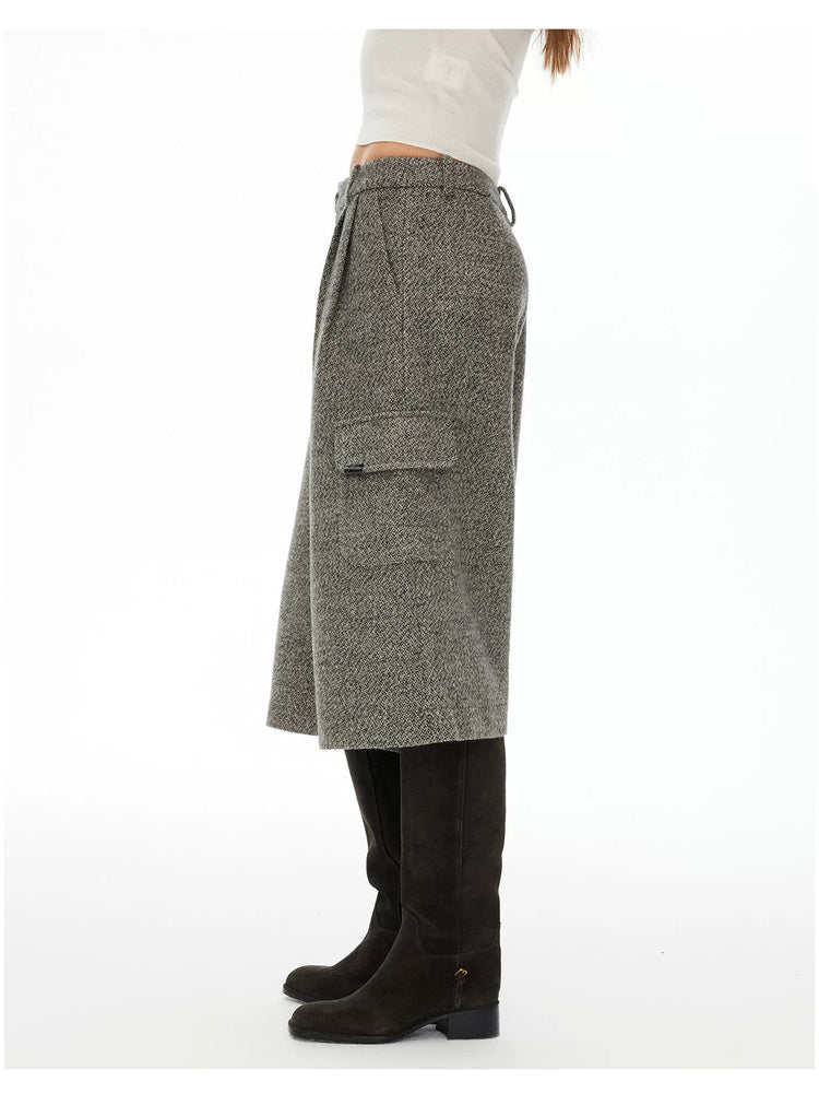 D.PERCENT Wool-Blend Tweed Wide-Leg Culottes - view 7