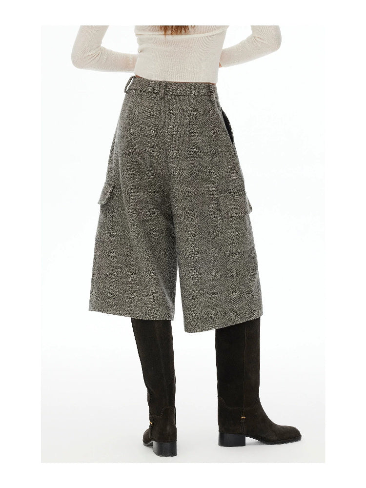 D.PERCENT Wool-Blend Tweed Wide-Leg Culottes - view 8