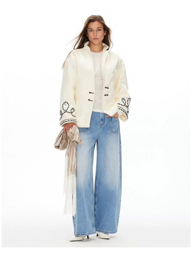 D.PERCENT Embroidered Tie-Waist Padded Jacket - view 3