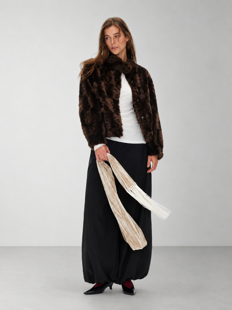 D.PERCENT Stand-Collar Faux Fur Cropped Jacket - view 1