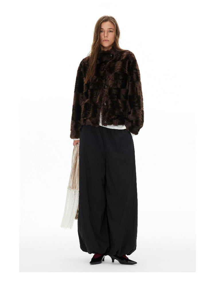 D.PERCENT Stand-Collar Faux Fur Cropped Jacket - view 2