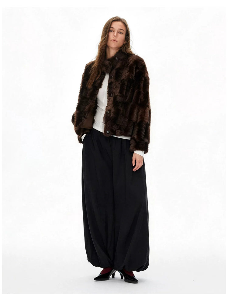 D.PERCENT Stand-Collar Faux Fur Cropped Jacket - view 3