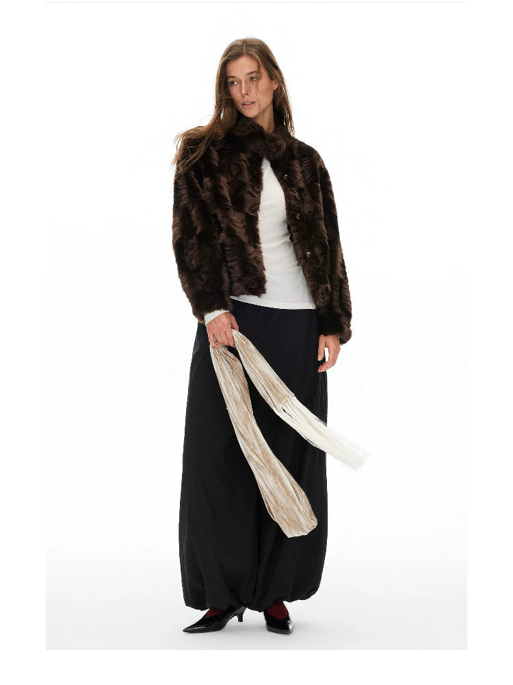 D.PERCENT Stand-Collar Faux Fur Cropped Jacket - view 4