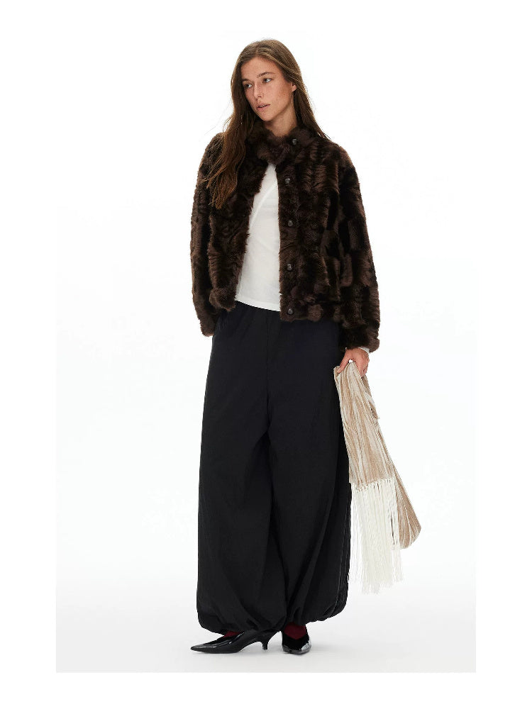 D.PERCENT Stand-Collar Faux Fur Cropped Jacket - view 5