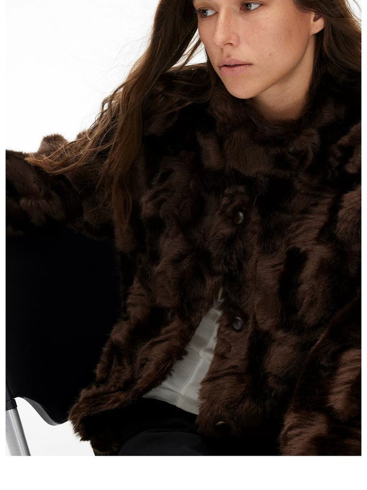 D.PERCENT Stand-Collar Faux Fur Cropped Jacket - view 7