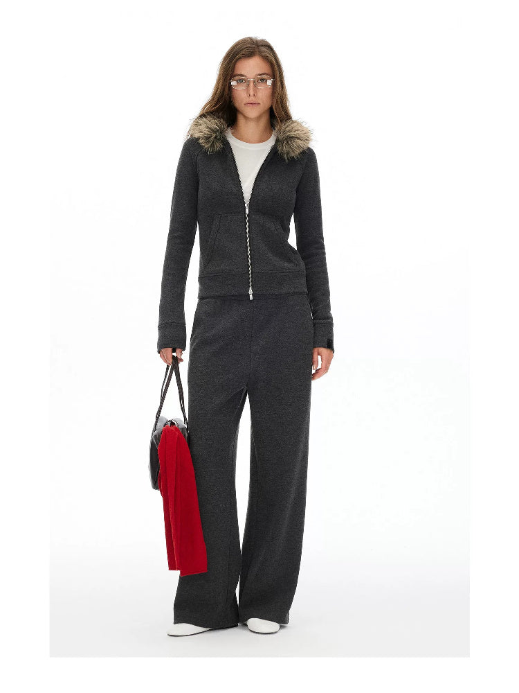 D.PERCENT Faux-Fur Collar Zip Top or Wide-Leg Pants - Separates - view 2