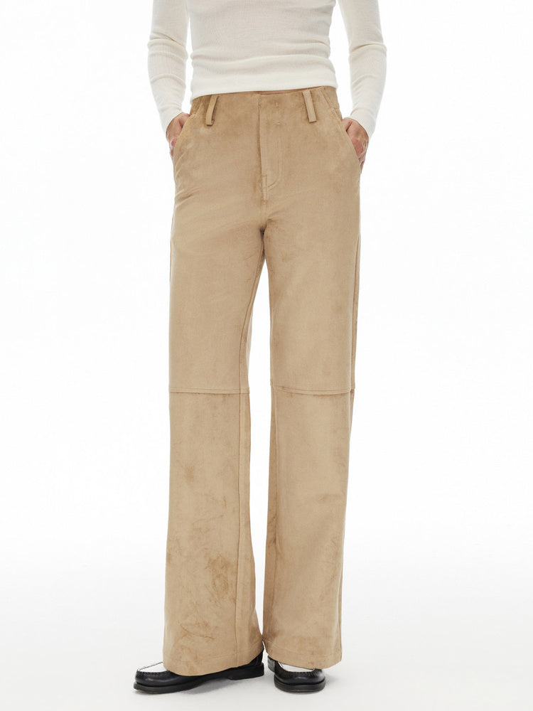 D.PERCENT Panelled Faux Suede Straight-Leg Pants - view 2