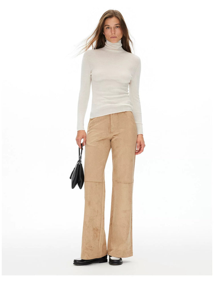 D.PERCENT Panelled Faux Suede Straight-Leg Pants - view 3