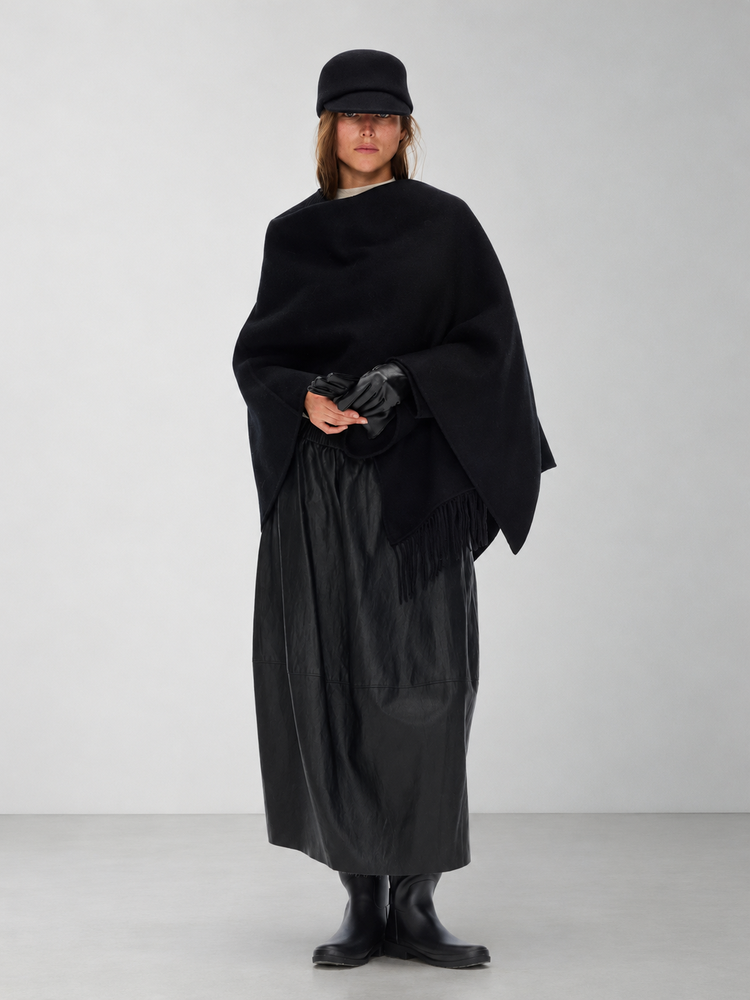 D.PERCENT Wool-Cashmere Asymmetric Fringe Cape - view 1