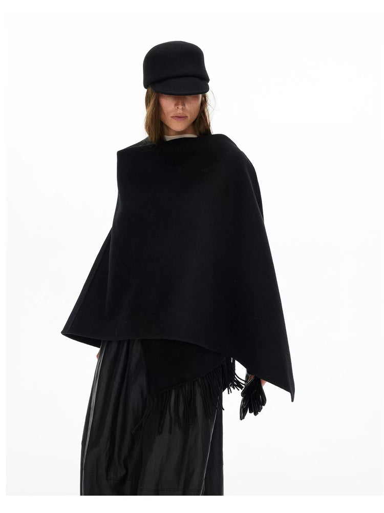 D.PERCENT Wool-Cashmere Asymmetric Fringe Cape - view 2