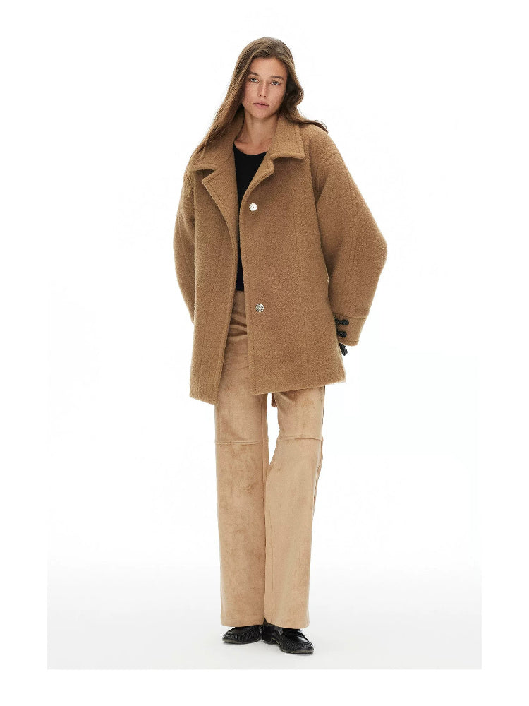 D.PERCENT Wool-Blend Coat with Faux-Fur Scarf - view 2