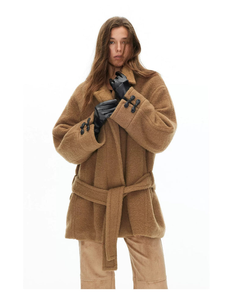 D.PERCENT Wool-Blend Coat with Faux-Fur Scarf - view 4