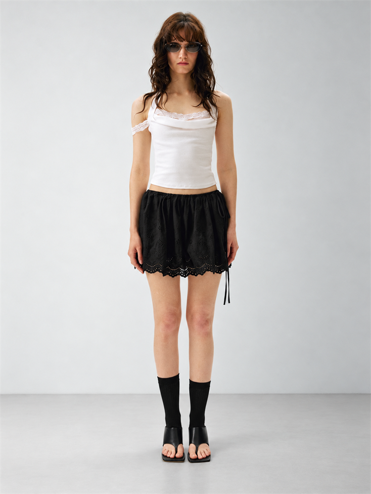 2AM POETRY Lenzing Modal Lace Mesh Halter-Neck Backless Tank Top