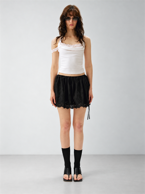 2AM POETRY Lenzing Modal Lace Mesh Halter-Neck Backless Tank Top