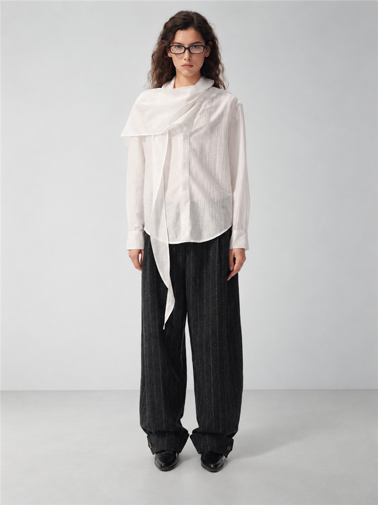 2AM POETRY Ruffle-Collar Long-Sleeve Blouse