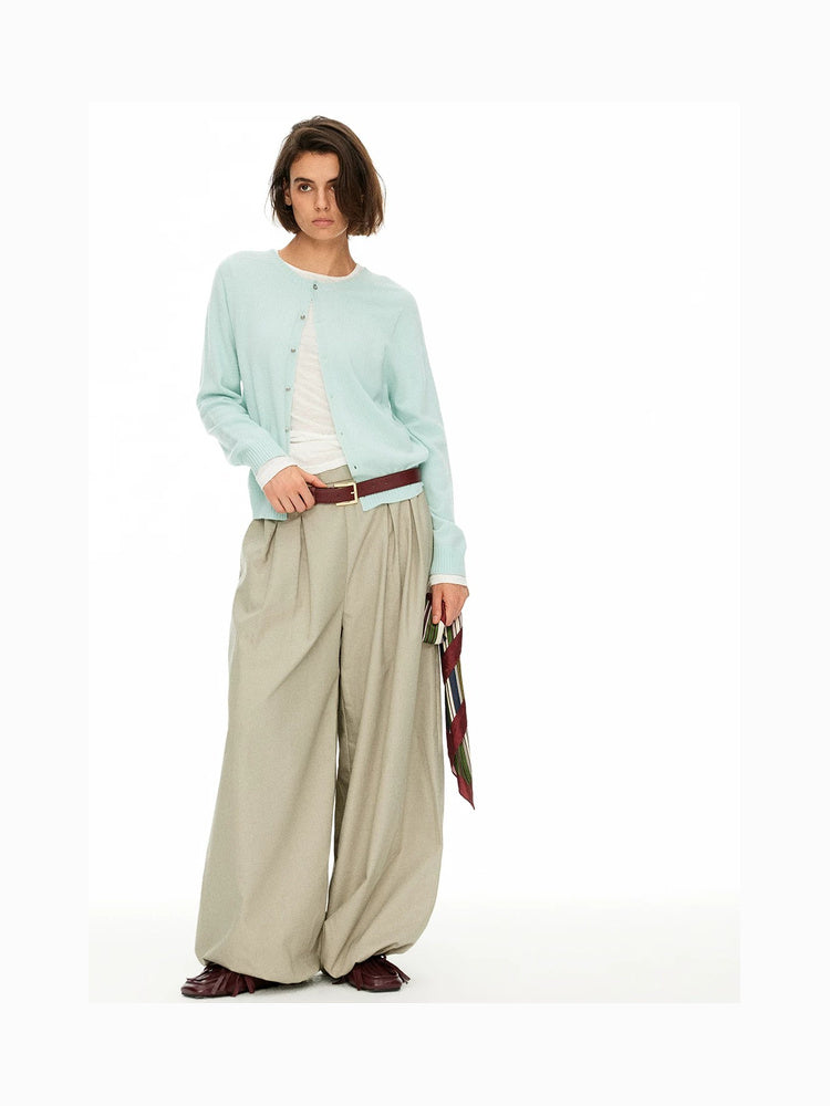 D.PERCENT Belted Barrel-Leg Pants