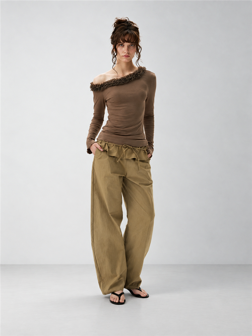 2AM POETRY Pleated Drawstring Wide-Leg Pants