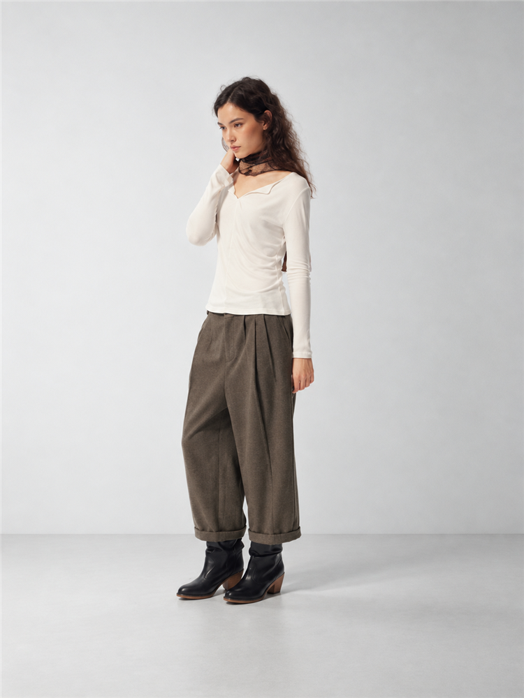 2AM POETRY Relaxed Curved-Leg Trousers