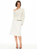 D.PERCENT Asymmetric Off-Shoulder Knit Top