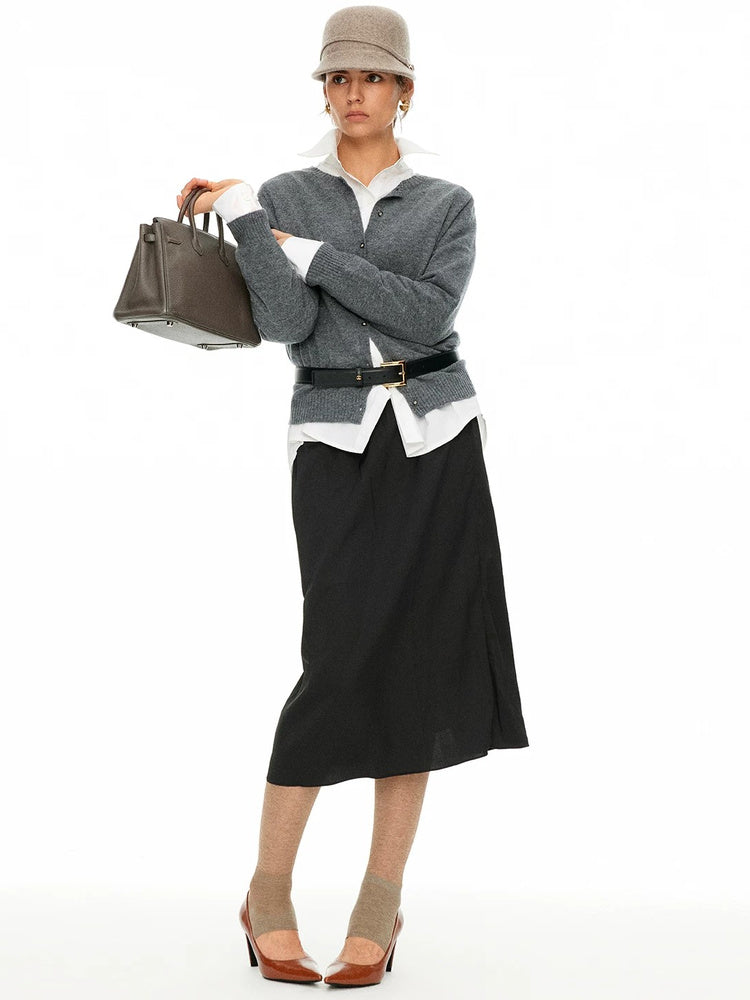 D.PERCENT Fine-Knit Button Cardigan