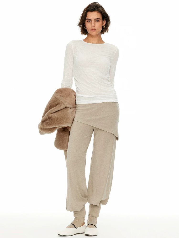 D.PERCENT Layered Knit Pants with Leg Warmers