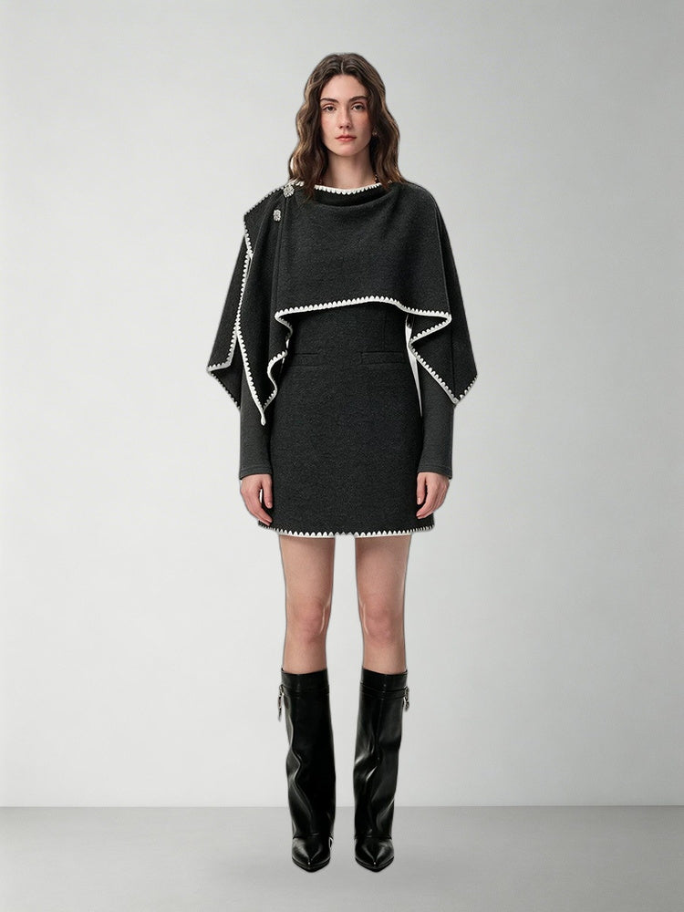 SHROENRO Cape-Layered Mini Dress