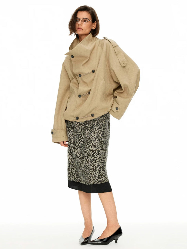 D.PERCENT Reversible Leopard Print Midi Skirt