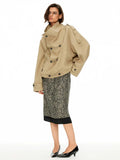 D.PERCENT Reversible Leopard Print Midi Skirt
