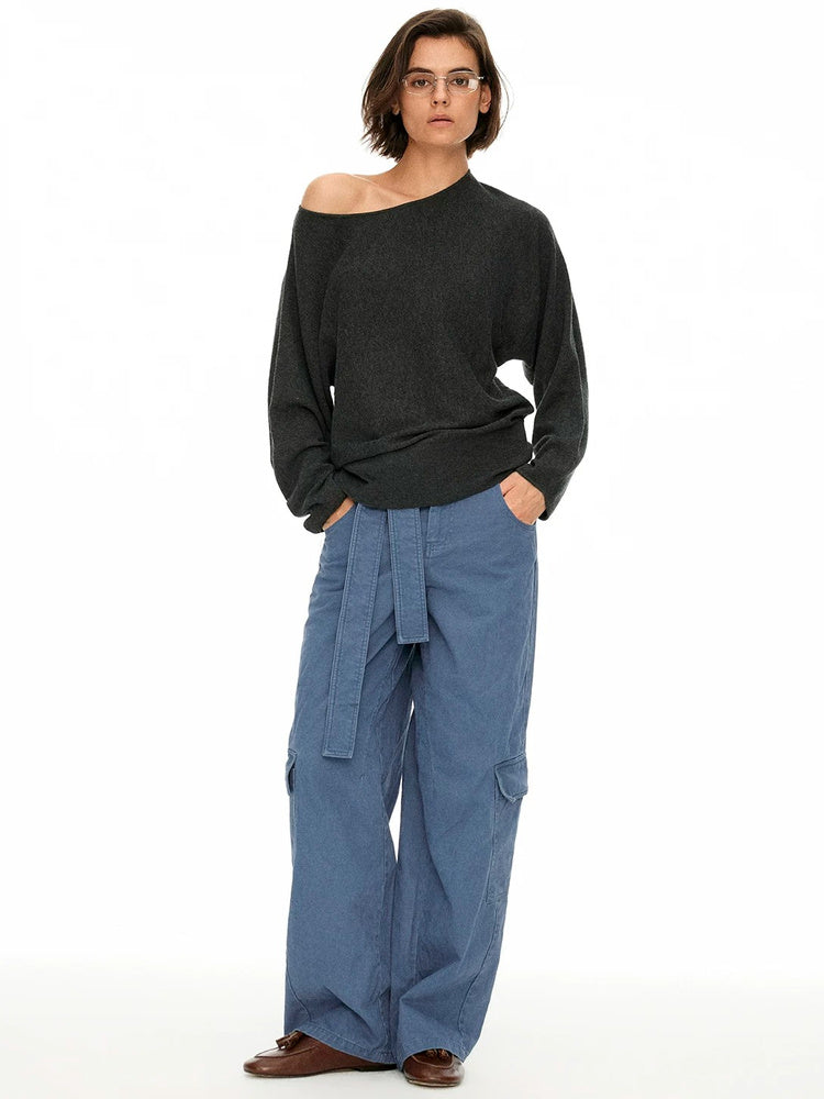 D.PERCENT Belted Wide-Leg Cargo Pants
