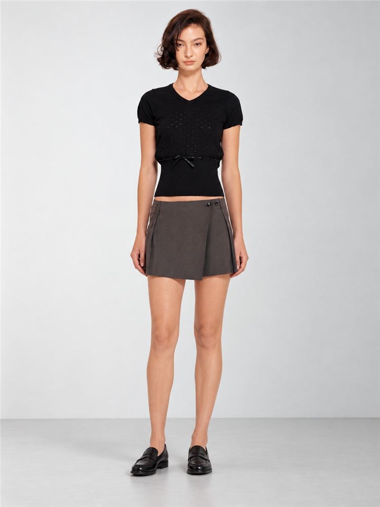 2AM POETRY Fitted Short-Sleeve Knit Top