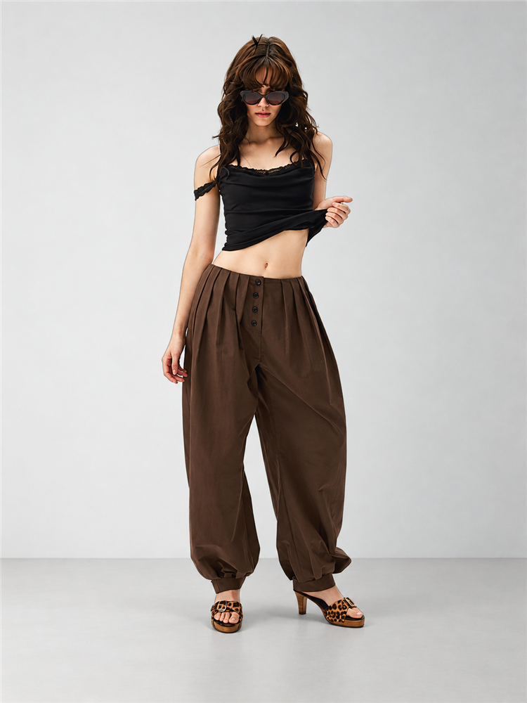 2AM POETRY Adjustable Drapey Bell-Bottom Pants