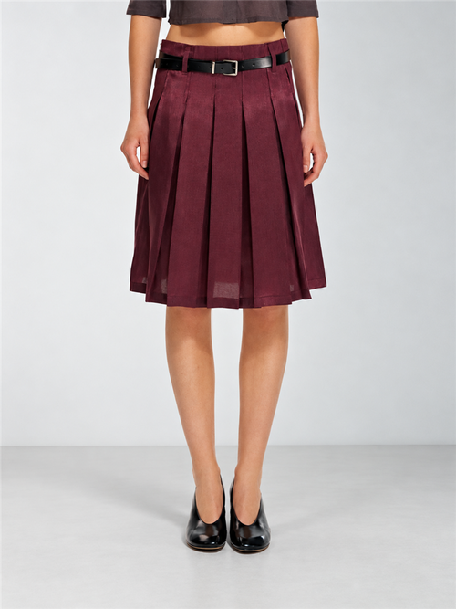 2AM POETRY Belted Pleated Midi Skirt