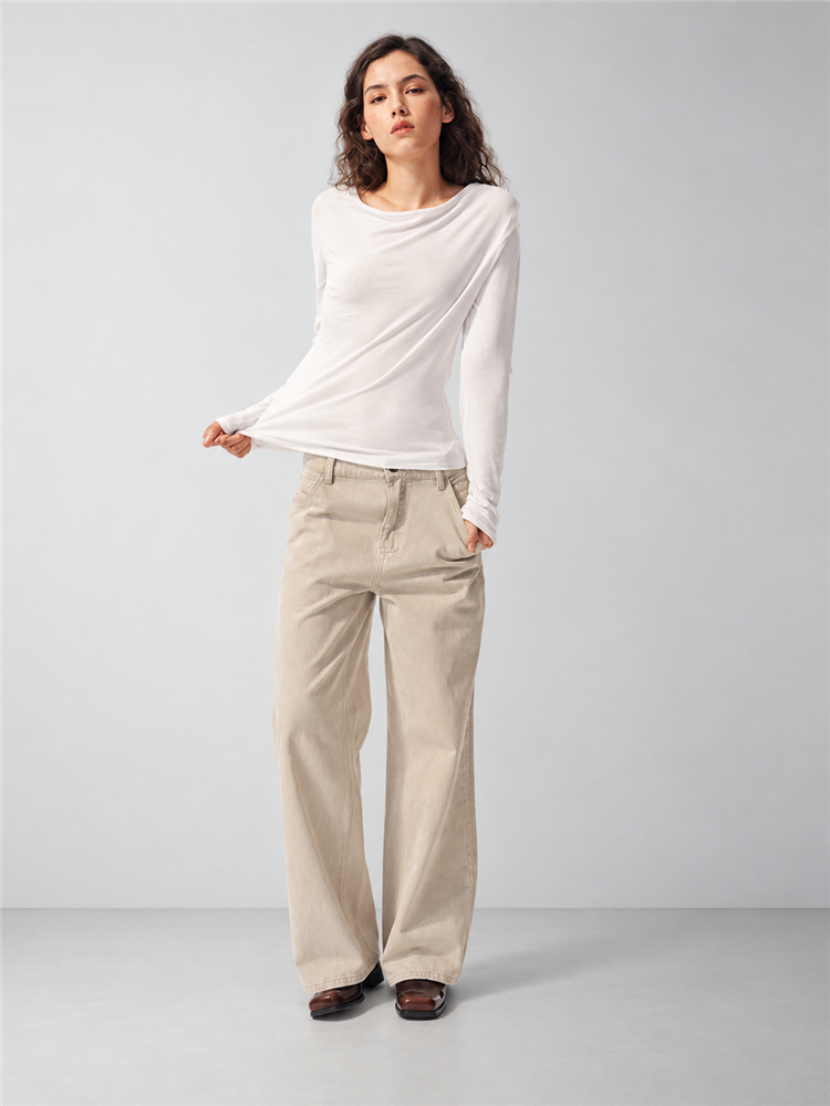 2AM POETRY Draped V-Neck Long-Sleeve Top