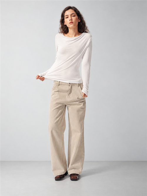 2AM POETRY Draped V-Neck Long-Sleeve Top