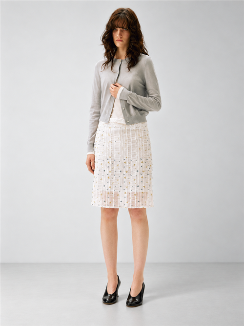2AM POETRY French Floral Print Straight-Leg Skirt