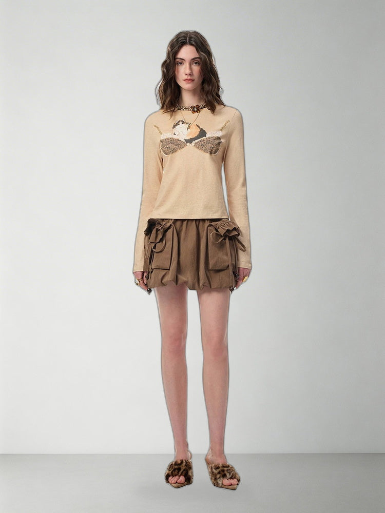 SHROENRO Cargo Bubble Mini Skirt