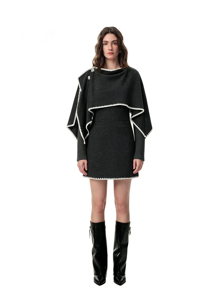SHROENRO Cape-Layered Mini Dress