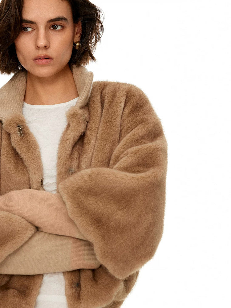 D.PERCENT Faux Fur Cropped Jacket
