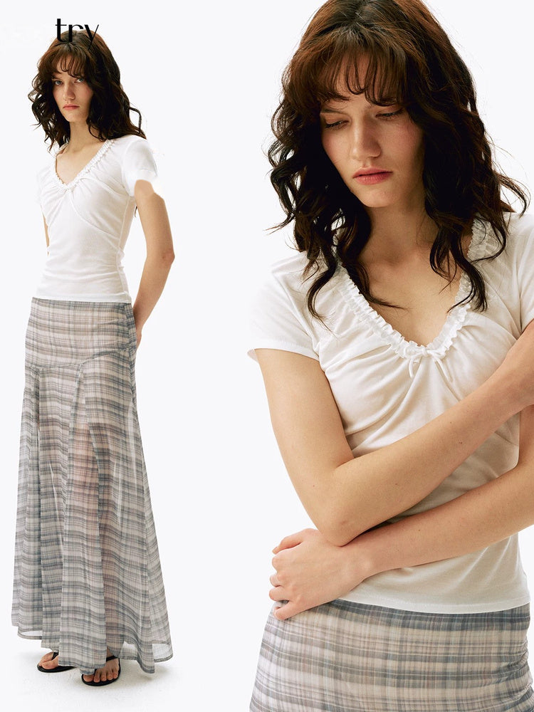 2AM POETRY Gathered Scoop-Neck Short-Sleeve Top