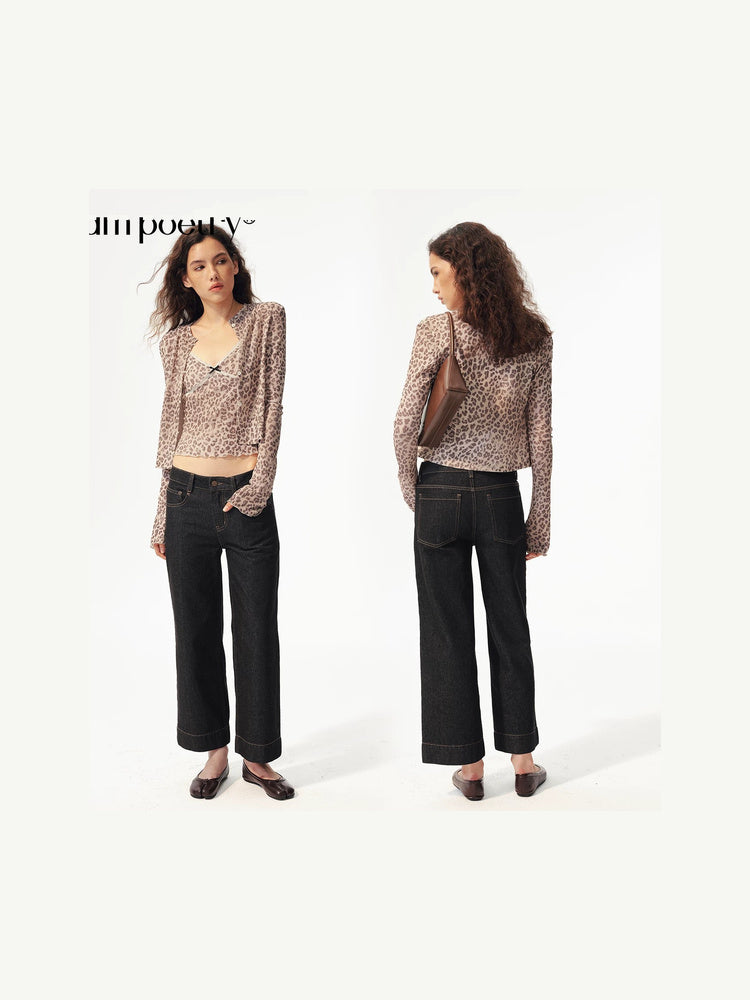 2AM POETRY Leopard Print Mesh Cardigan and Cami