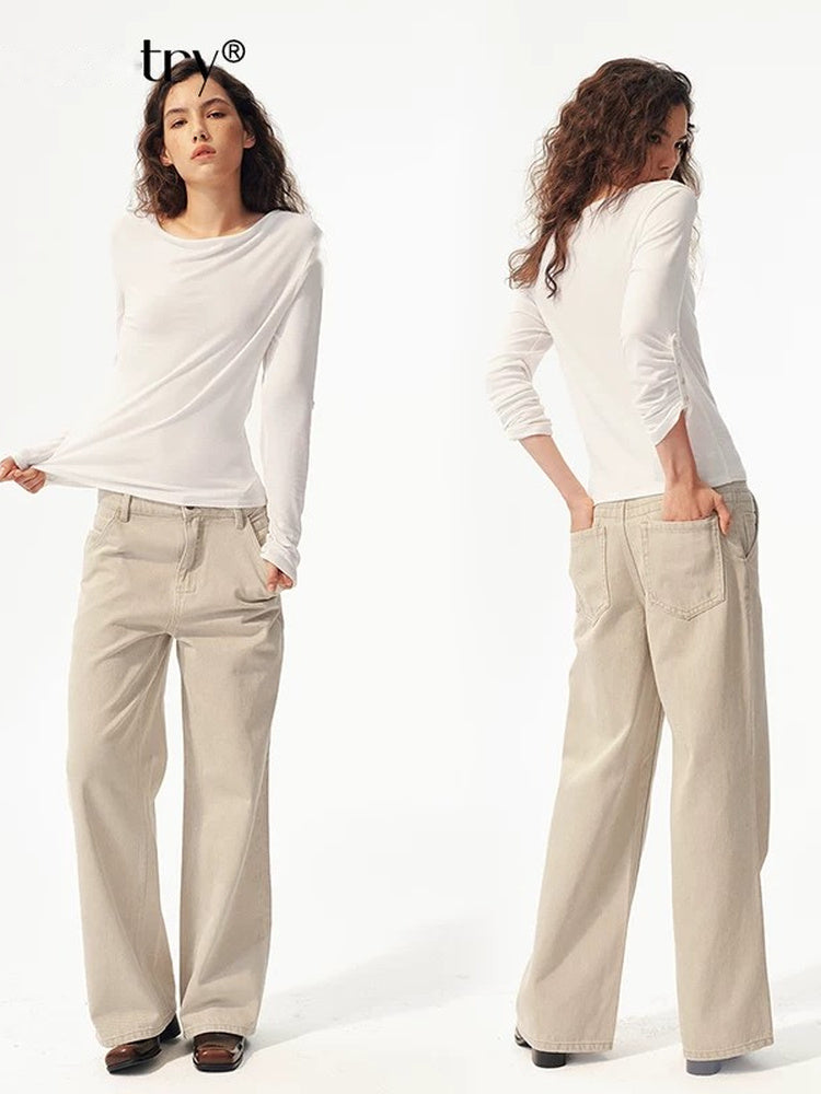 2AM POETRY Draped V-Neck Long-Sleeve Top
