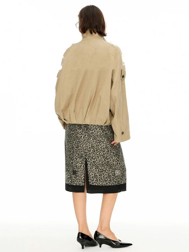 D.PERCENT Reversible Leopard Print Midi Skirt
