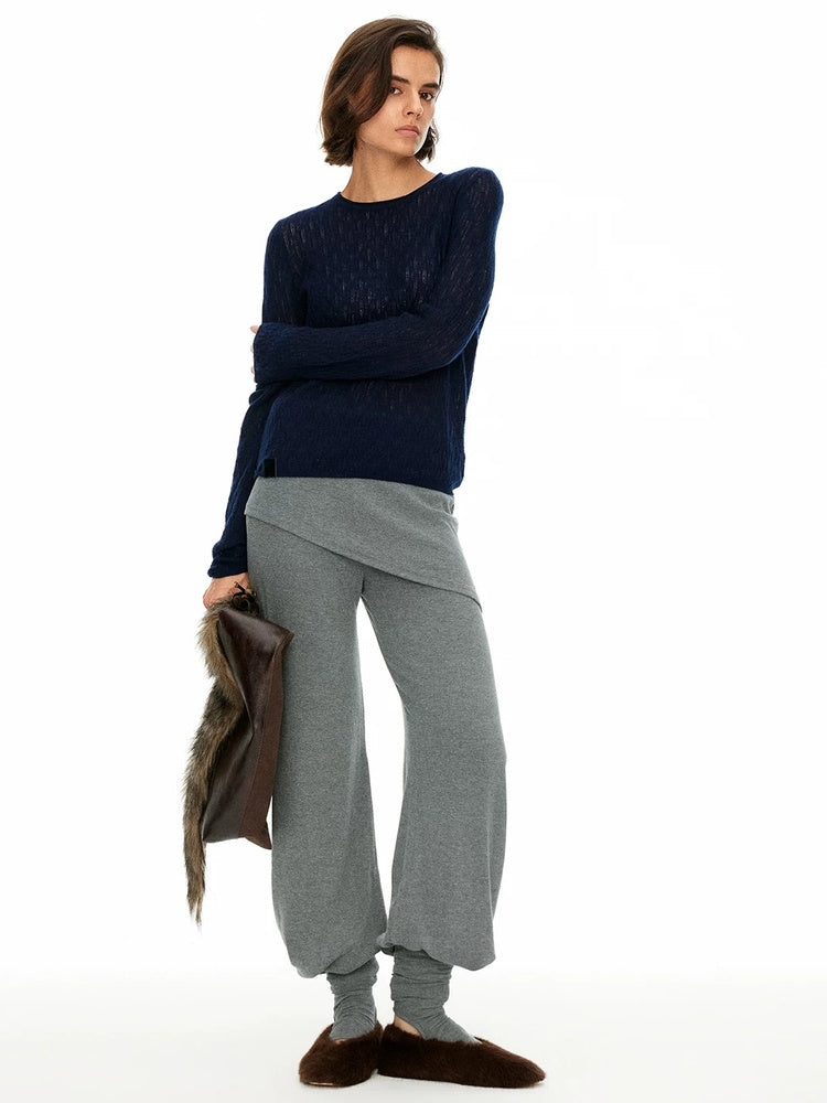 D.PERCENT Layered Knit Pants with Leg Warmers