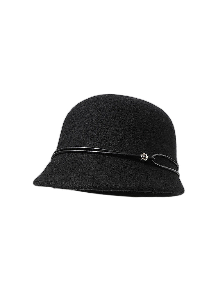D.PERCENT Skull-Detail Wool Cloche Hat