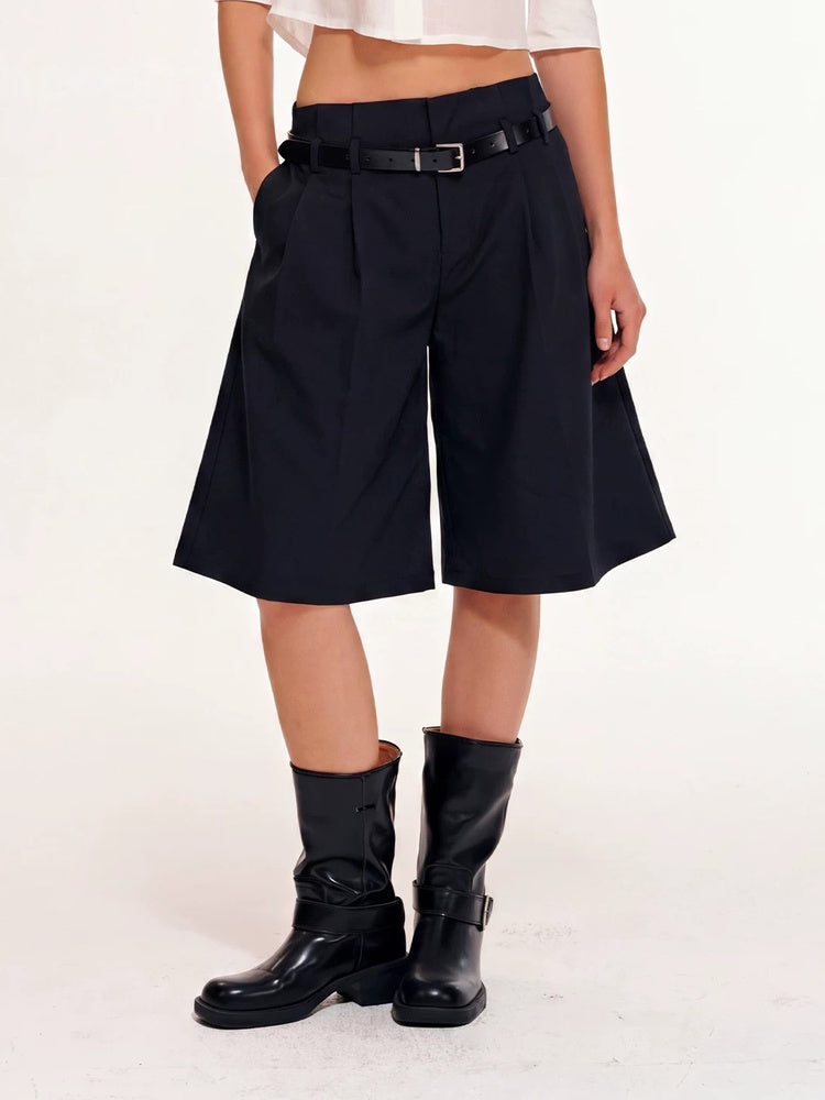 2AM POETRY Belted Wide-Leg Bermuda Shorts