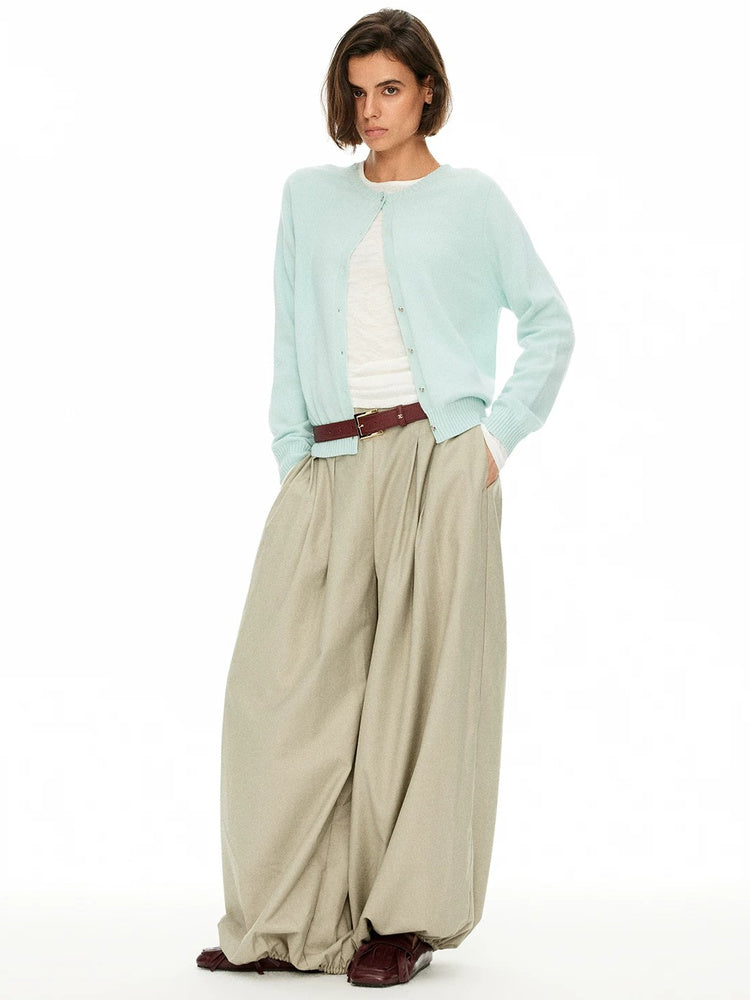 D.PERCENT Belted Barrel-Leg Pants